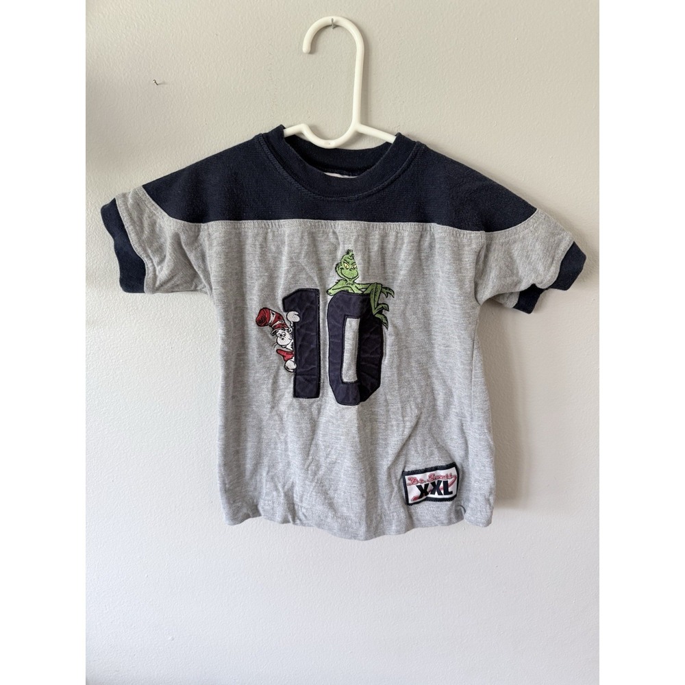 Vintage Dr‎ Seuss Brand Boys Size 6 Tshirt Cat In The Hat Grinch Embroidered